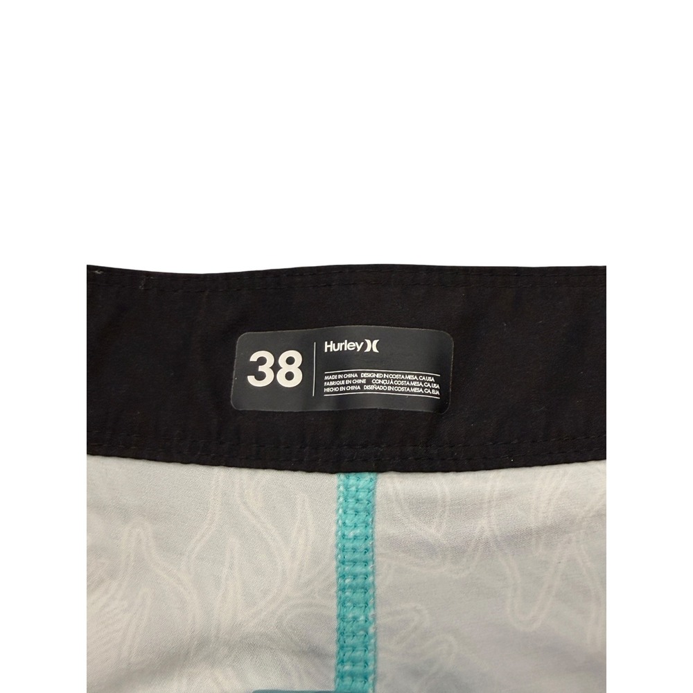 Hurley Board Shorts Mens 36 Teal Magenta Ombre Chevron Floral Surf Trunks - Picture 9 of 14